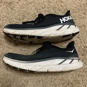 Black and White Hoka Clifton 8 Sneakers